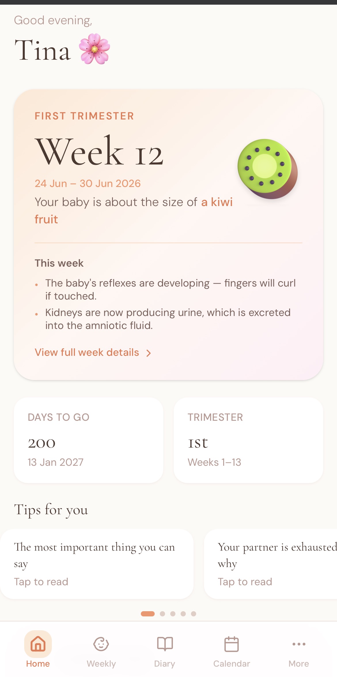 Bloom app — Dashboard